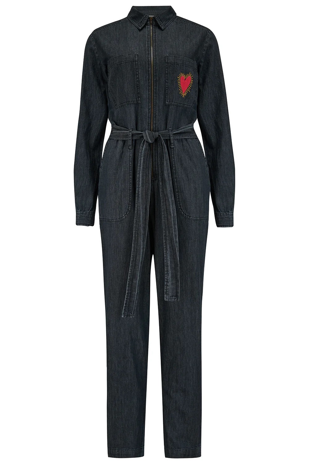 Sugarhill Brighton - Anwen Boilersuit - Washed Black, Heart Burst