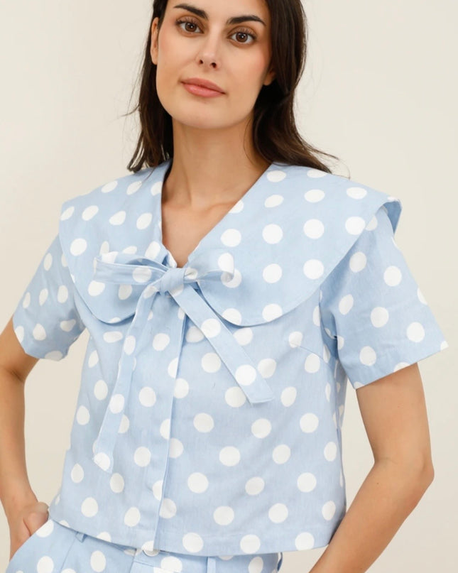 Lana Retro Polka Dot Bermuda Short - Blue