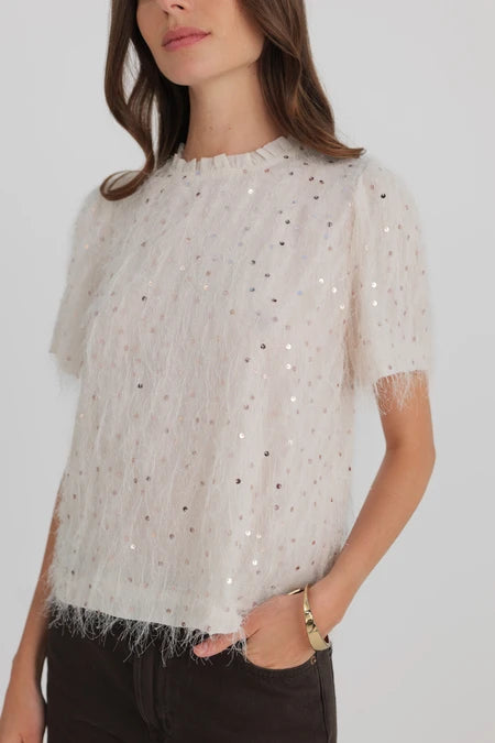 Hallie Sparkle Top - Vanilla