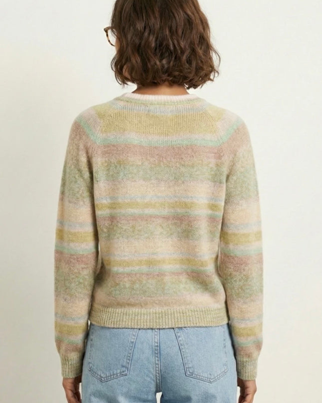 Anya Striped Mélange Sweater - Green Mix