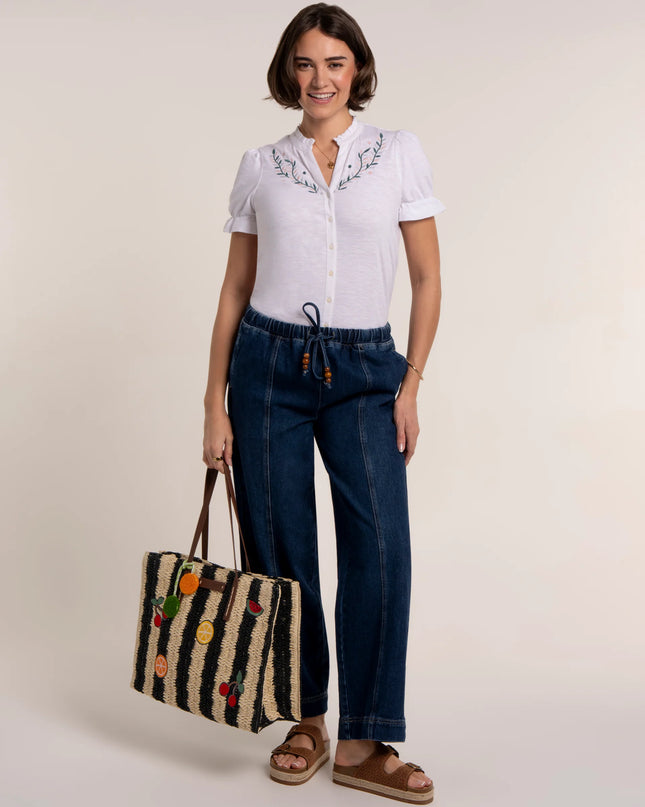 Isadora Embroidered Jersey Blouse
