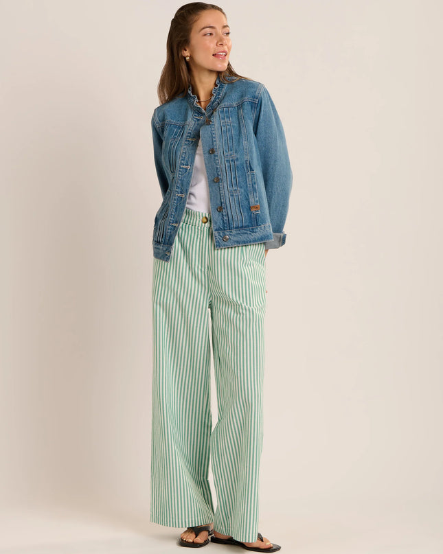 Phoebe Trouser - Green Stripe