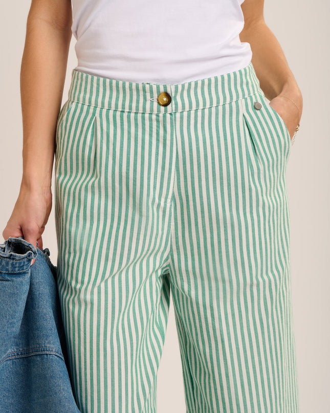 Phoebe Trouser - Green Stripe