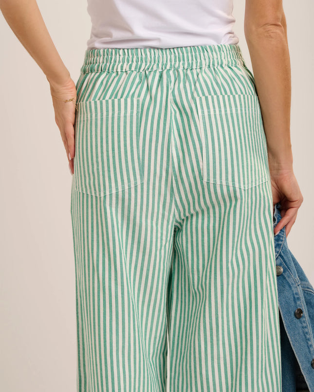 Phoebe Trouser - Green Stripe