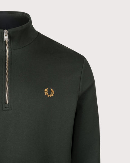 Half Zip Sweatshirt - Night Green/Dusky Blue/ Dark Caramel