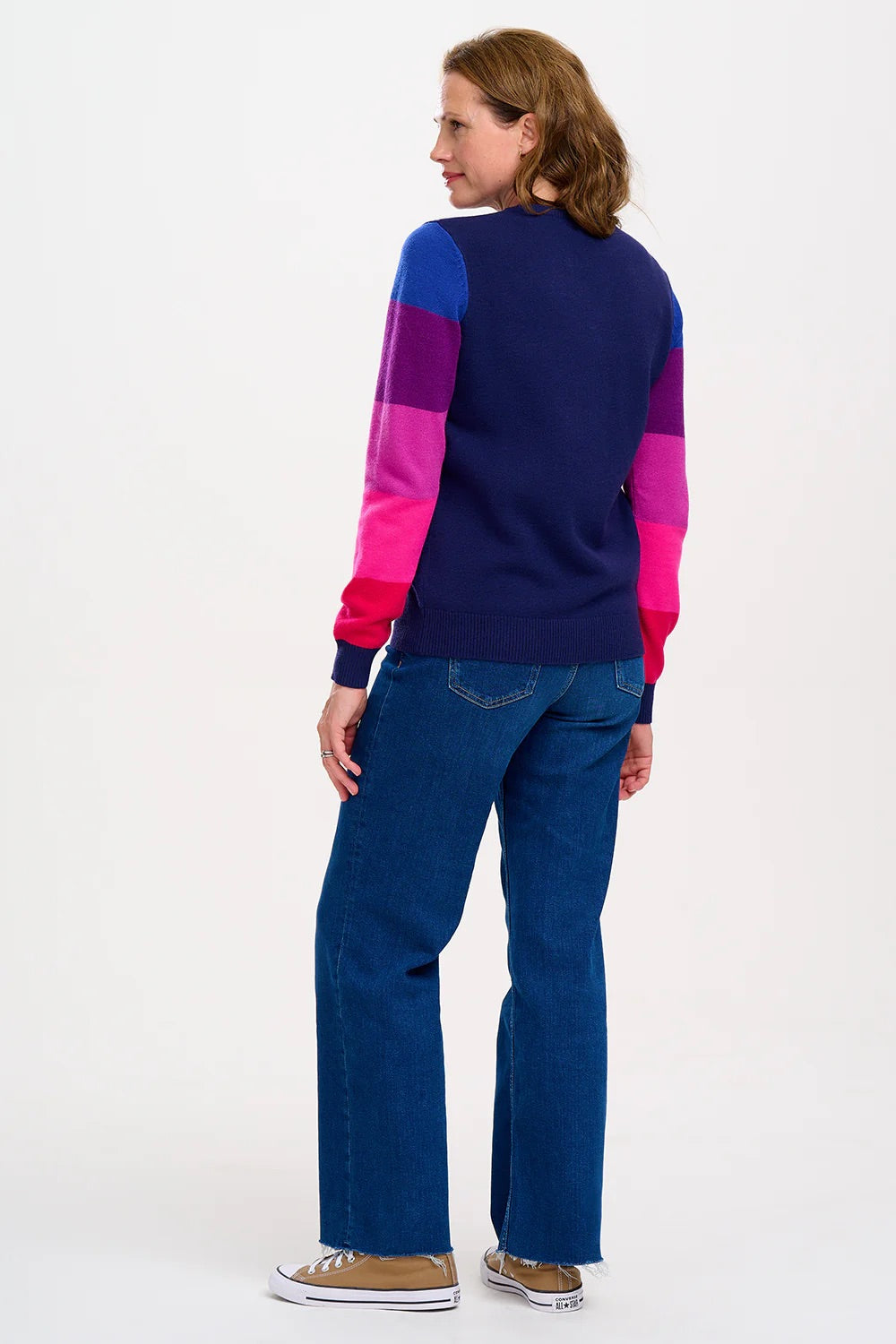 Sugarhill Brighton - Lacie Jumper - Navy, Colour Block Sleeve