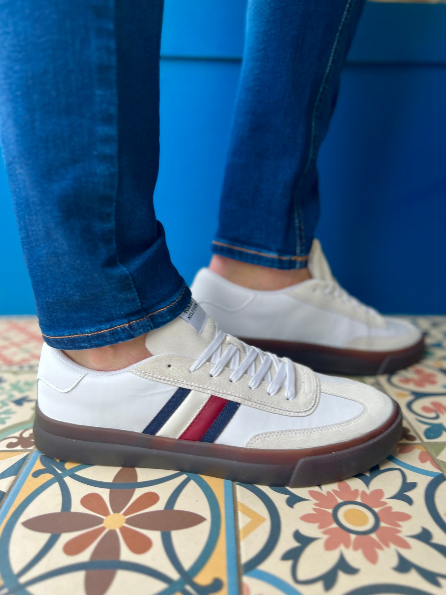 Tommy Jeans Leather Signature Tape Lace-Up Trainers - White