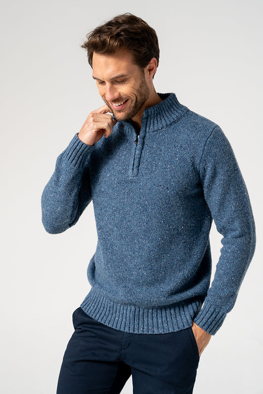 Blue Knit Half Zip