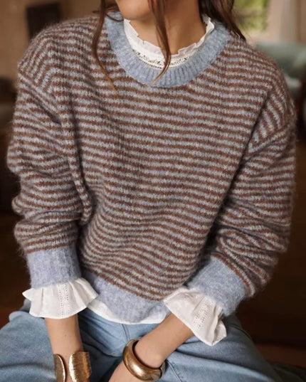 Emily Soft Knit Striped Sweater - Blue