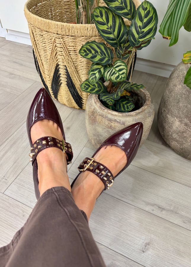 XTI Patent Ladies Pump - Burgundy