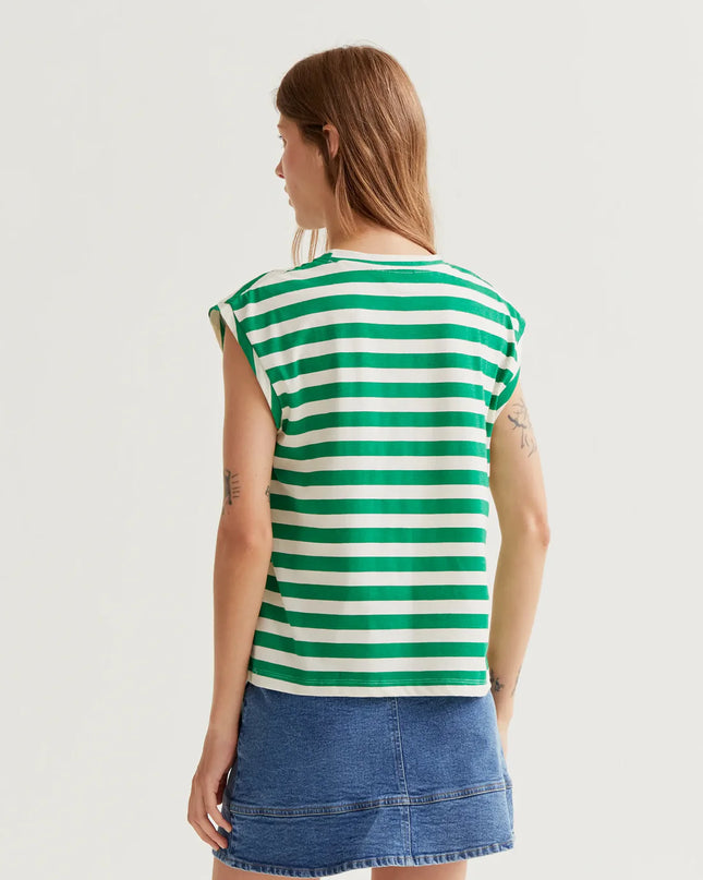 Bold Stripe Tank T-Shirt - Green