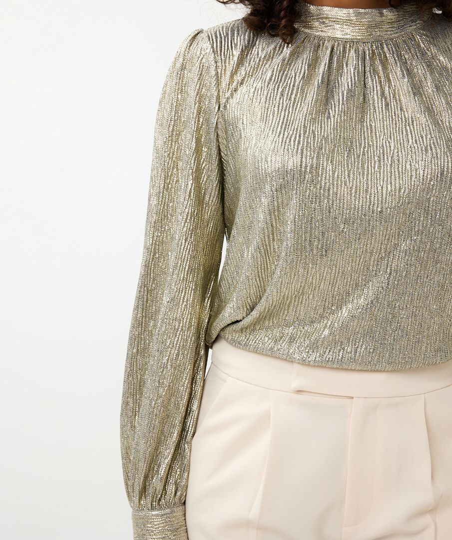 Esqualo - Fancy Foil Plisse Blouse - Green