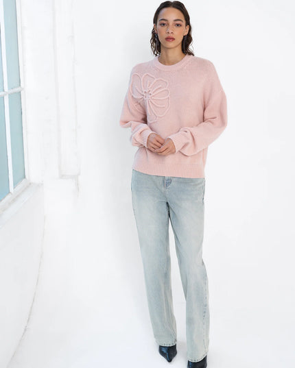 Patrice Floral Motif Jumper - Powder Pink