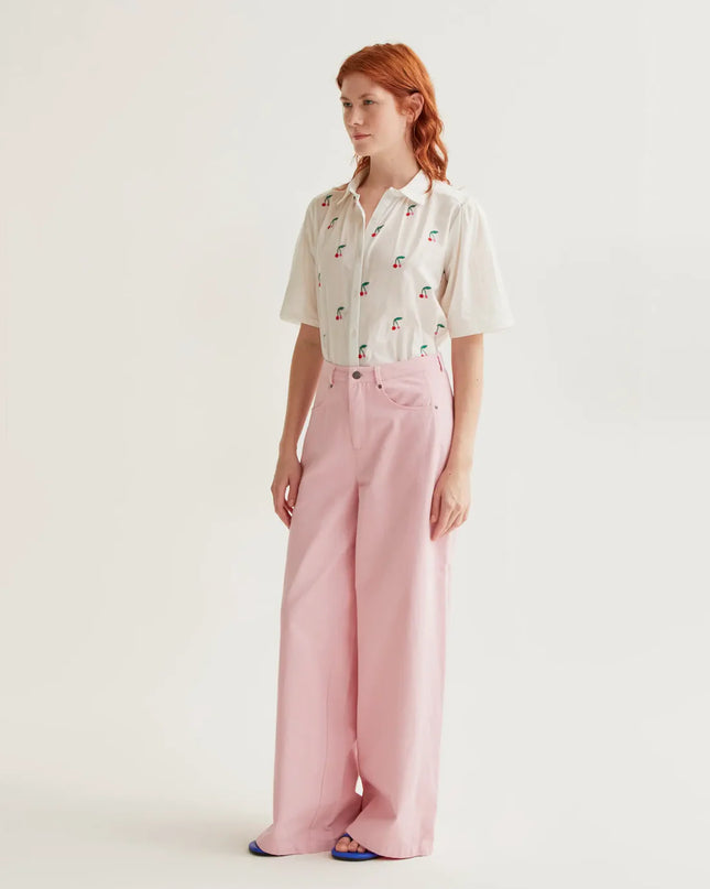 Flowy Cherry Blouse - White