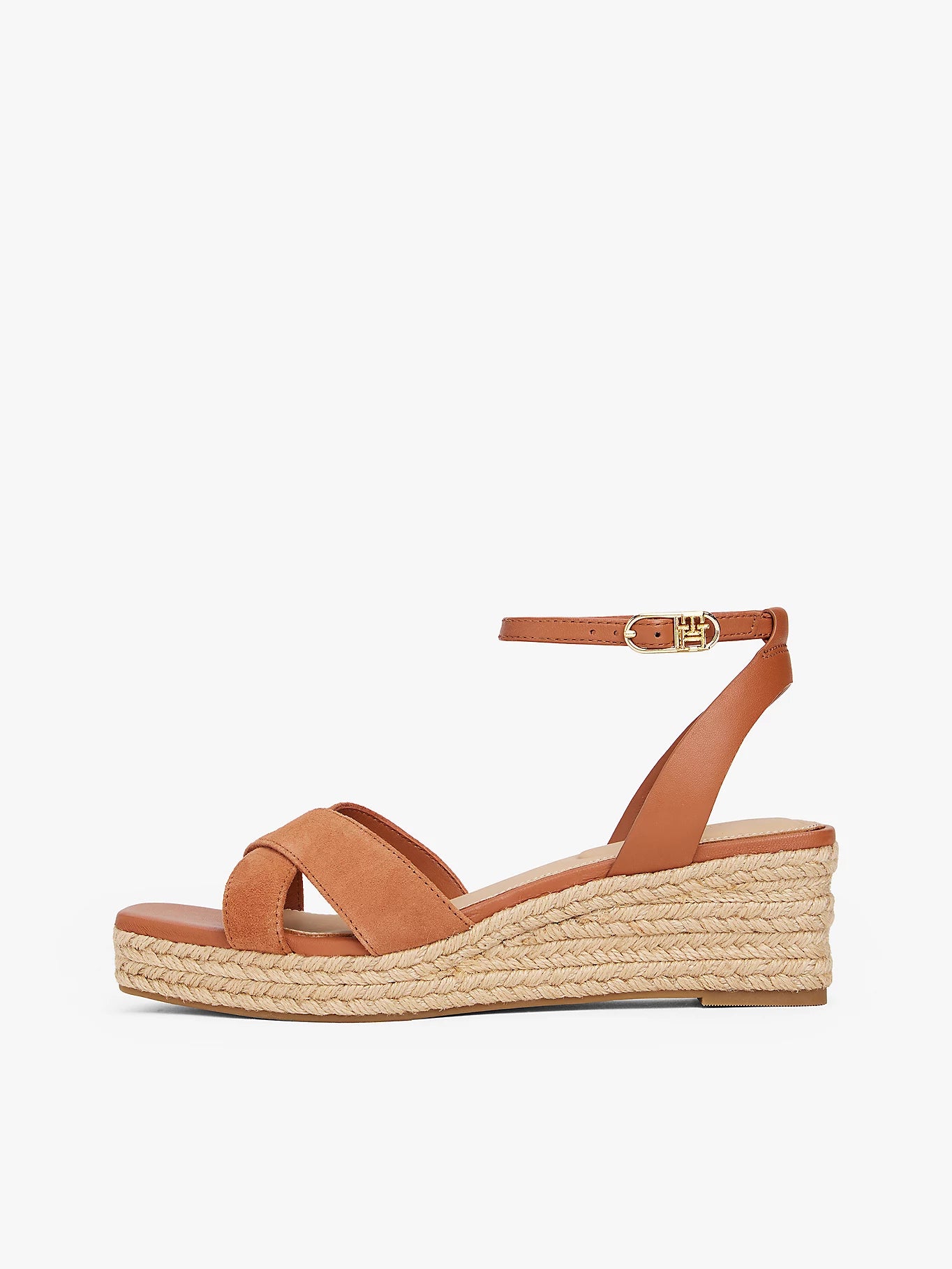 Leather/Suede Mix Wedge Espadrille - Cinnamon Bark