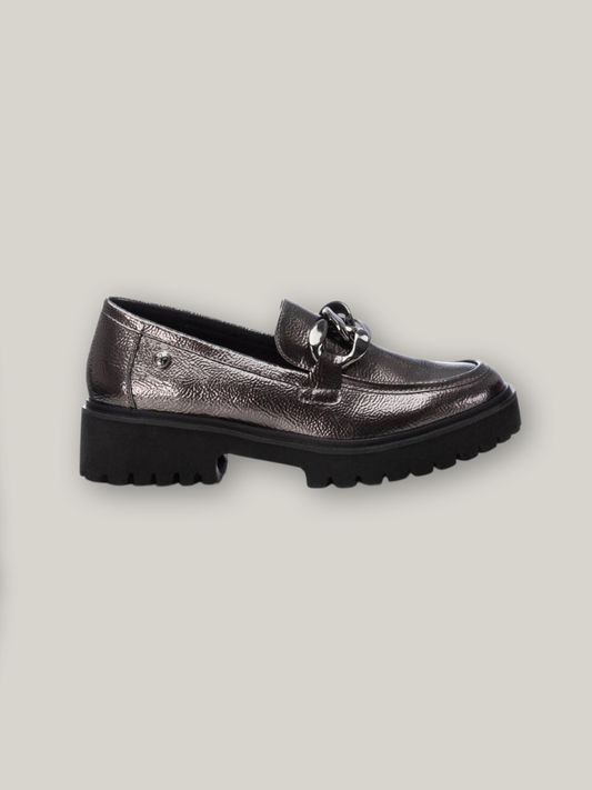 XTI - Chunky Buckle Patent Loafer - Lead