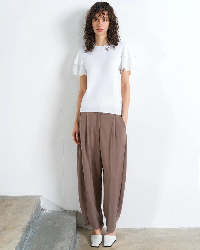 Aylaa Krista Mix Sleeve Top - Linen White