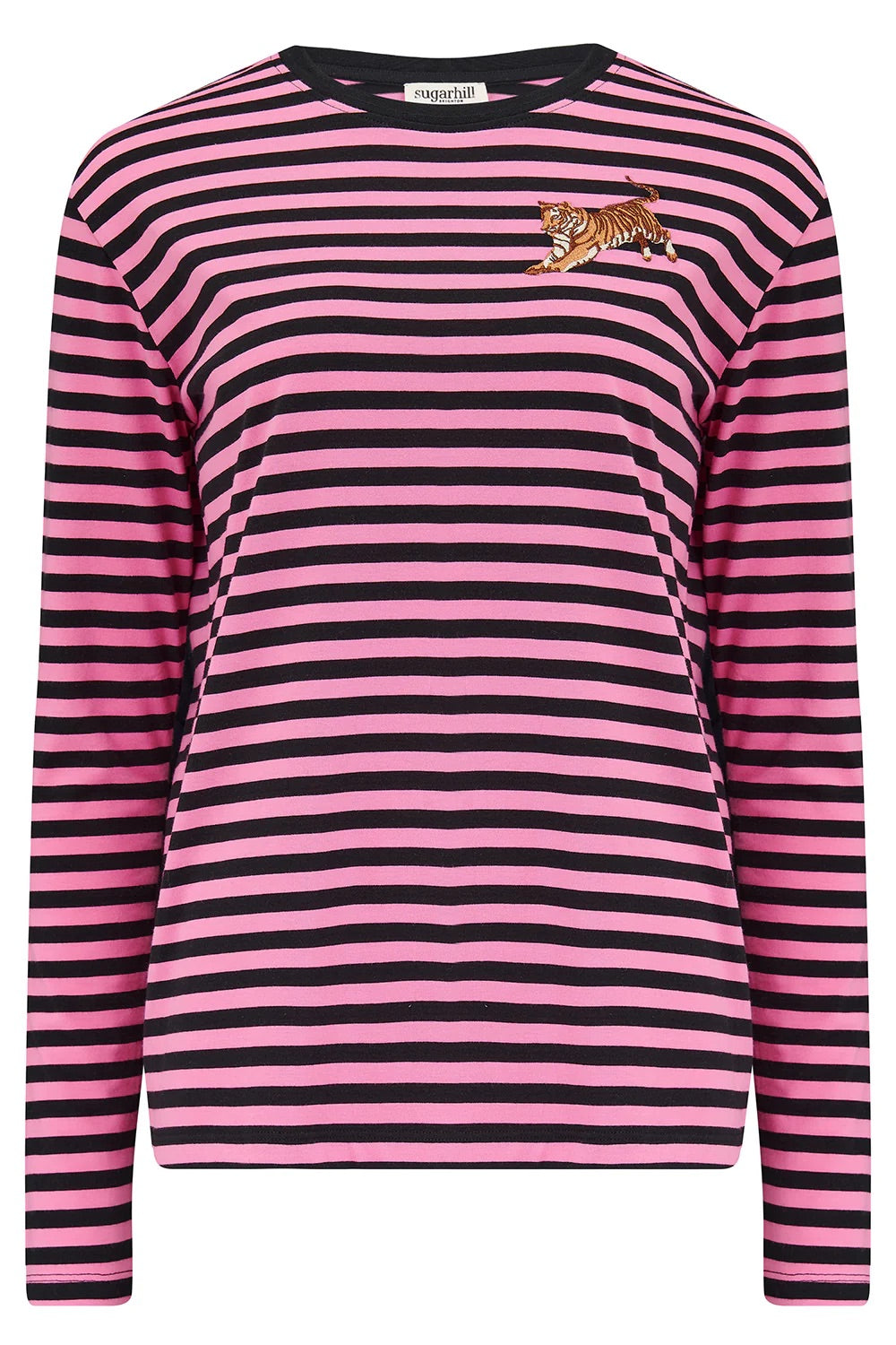 Sugarhill Brighton - Brunswick Jersey Top - Black/Pink, Leaping Tiger