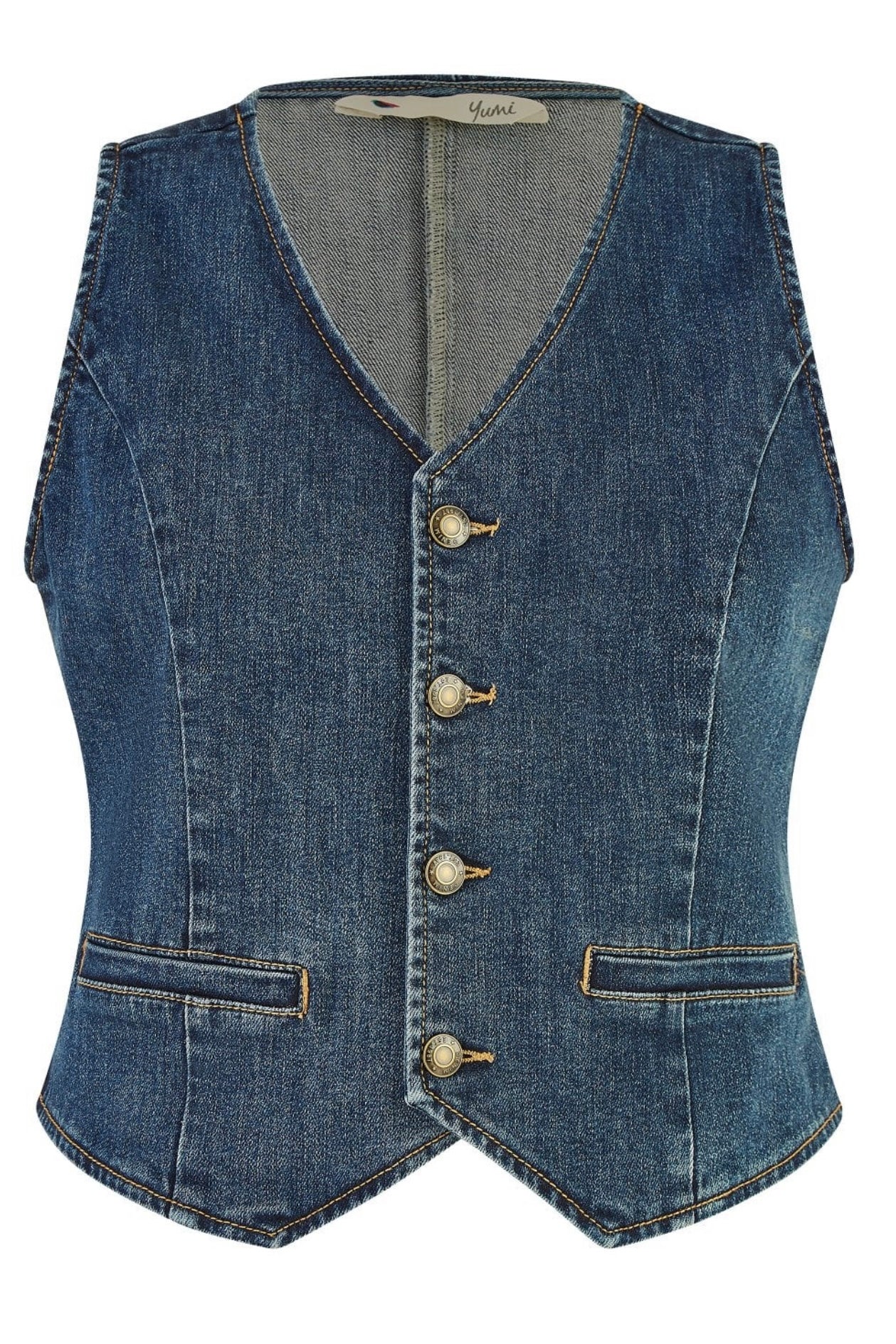 Yumi - Denim Stretch Waistcoat - Blue