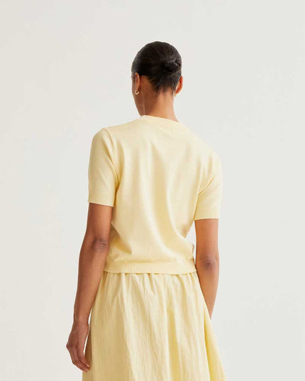 Allie Embroidered Knit Top - Yellow