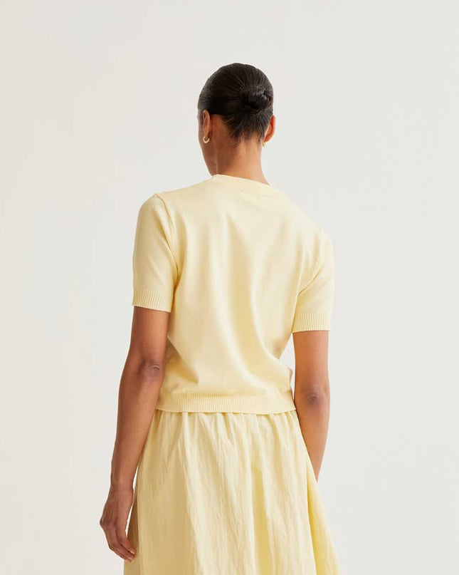 Allie Embroidered Knit Top - Yellow
