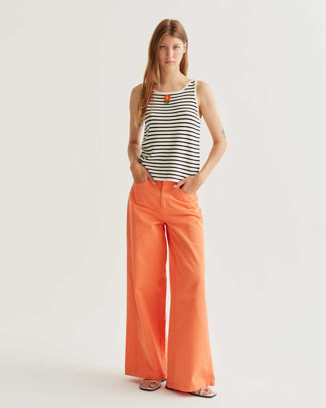 Floral Crochet Top - Black Stripe