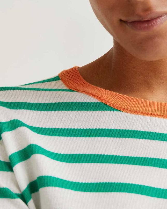 Fine Stripe Jumper - Green/Orange