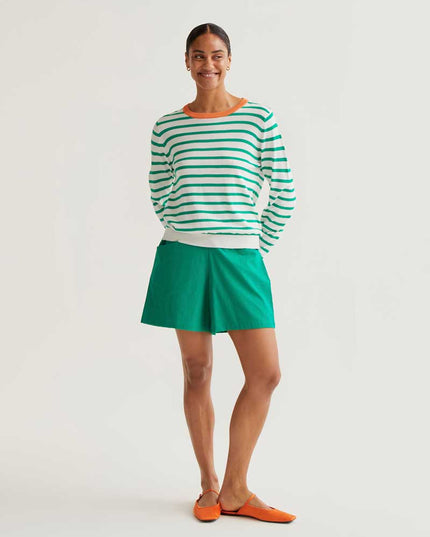 Fine Stripe Jumper - Green/Orange