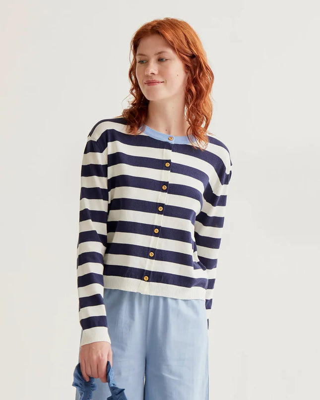 Nautical Cardigan - Navy/Blue