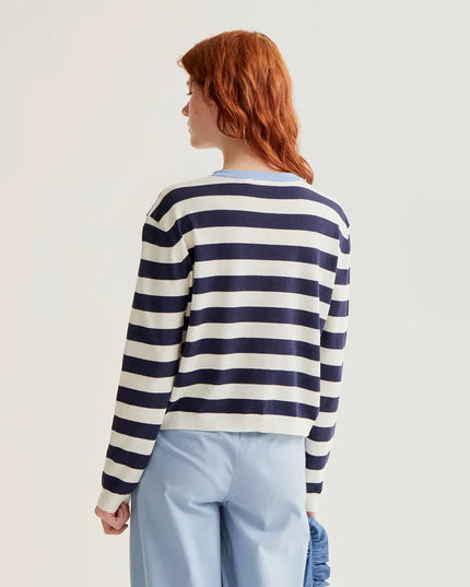 Nautical Cardigan - Navy/Blue