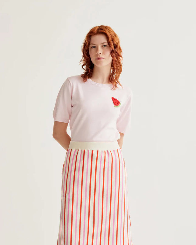 Allie Embroidered Knit Top - Pink