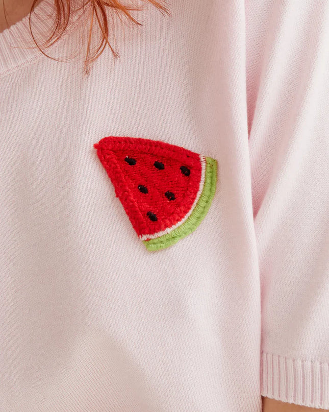 Allie Embroidered Knit Top - Pink
