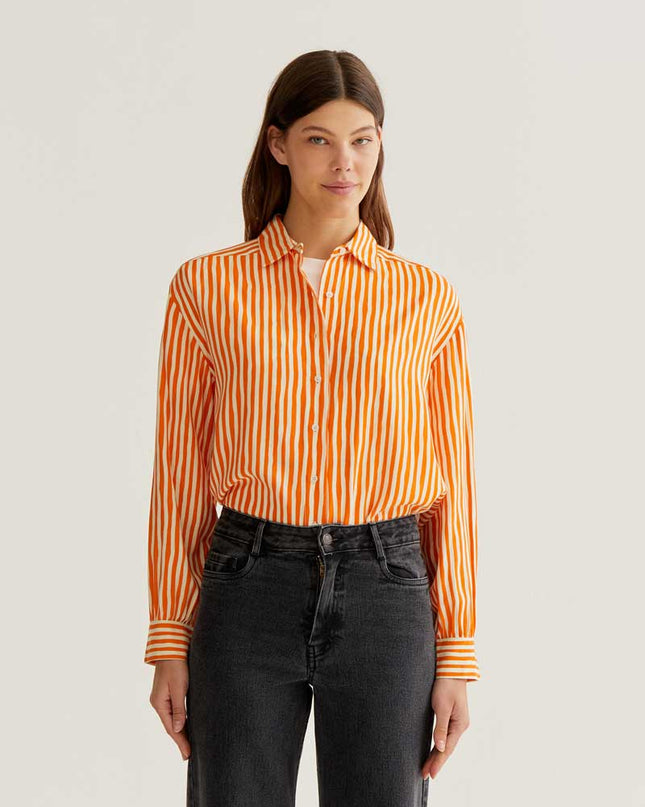 Eva Stripe Shirt - Orange