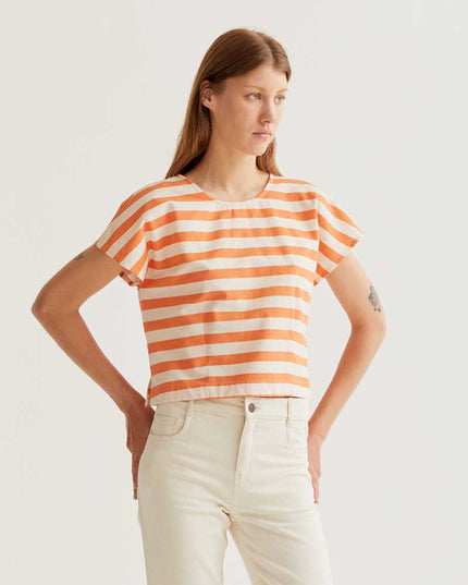 Vanora Block Stripe Top - Orange