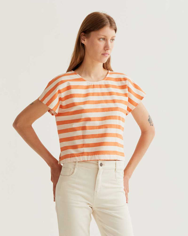 Vanora Block Stripe Top - Orange