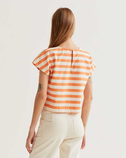 Vanora Block Stripe Top - Orange