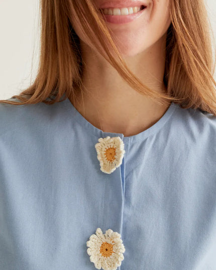 Annie Floral Button Blouse - Blue