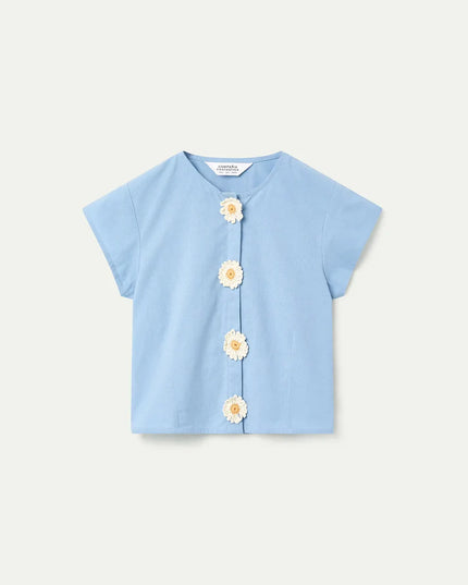Annie Floral Button Blouse - Blue
