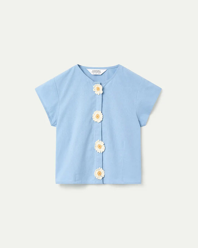 Annie Floral Button Blouse - Blue