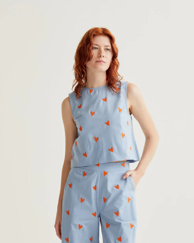 Susie Embroidered Heart Top