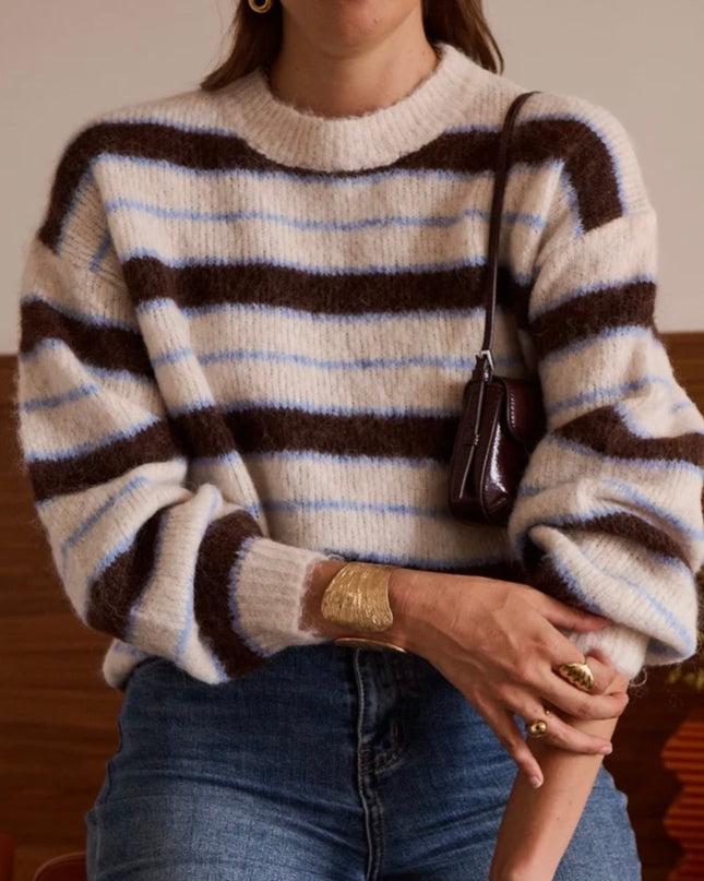 Sophie Airy Striped Jumper - Brown