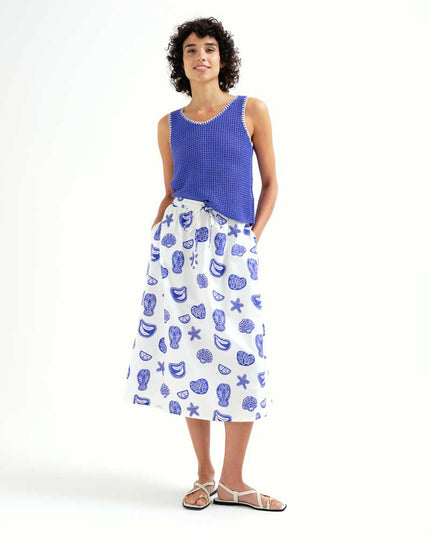 Crochet Trimmed Top - Blue