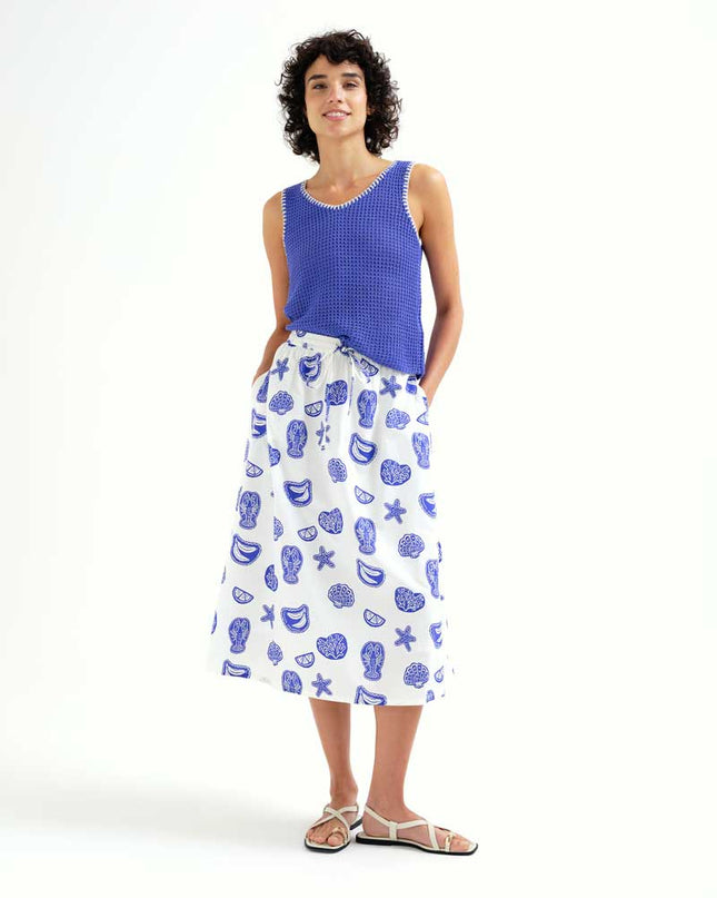 Crochet Trimmed Top - Blue