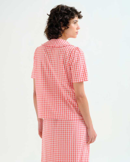 Gingham Peter Pan Blouse - Red