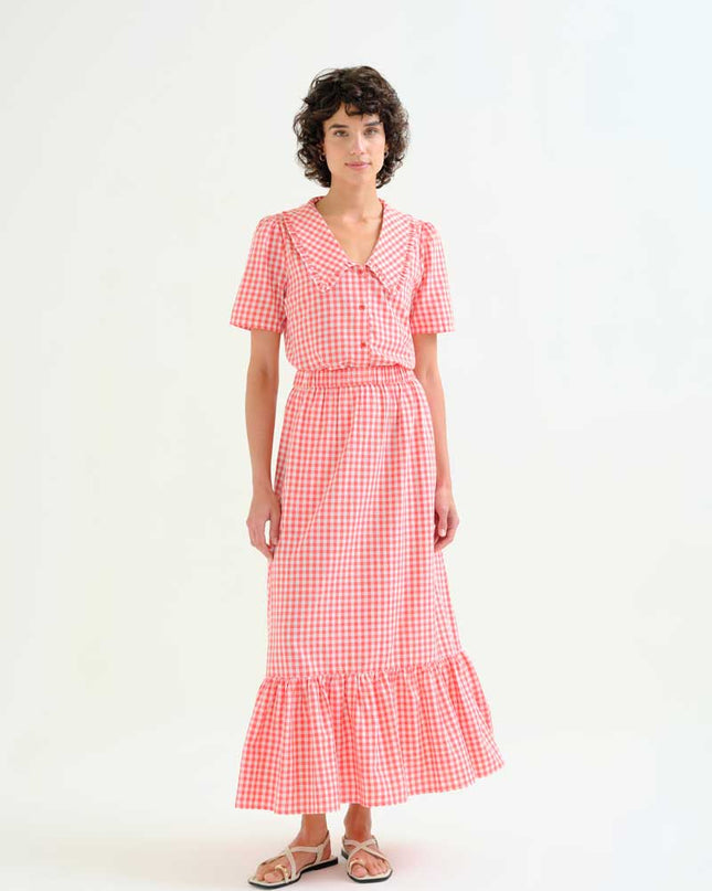 Gingham Peter Pan Blouse - Red