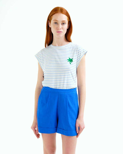 Palm Tree Tank T-Shirt - Aqua