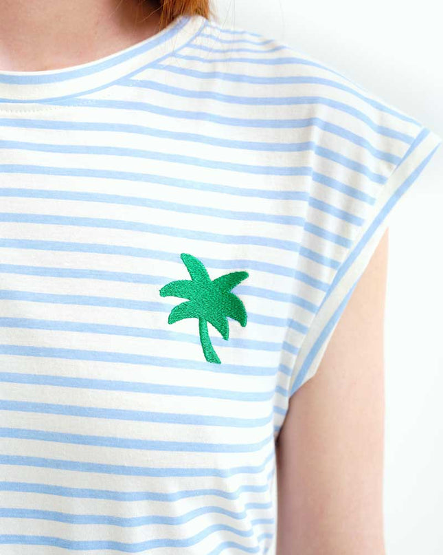 Palm Tree Tank T-Shirt - Aqua