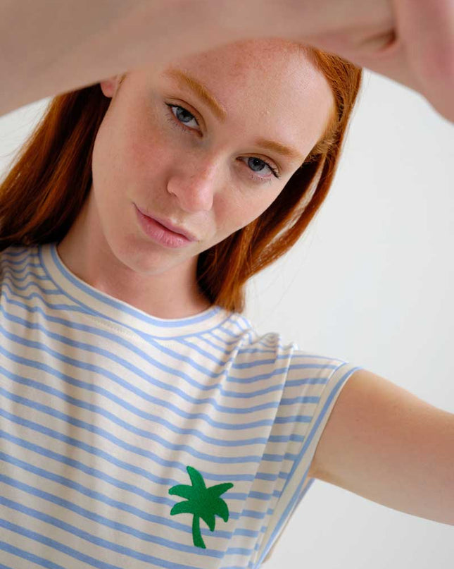 Palm Tree Tank T-Shirt - Aqua