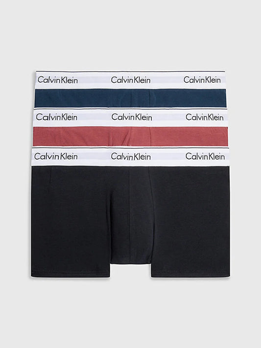 Calvin Klein Modern Body-Defining Fit 3 Pack Cotton Stretch Boxer Set - Navy/Raspberry/Blue Graphite