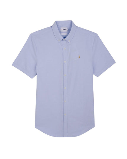 Farah Short Sleeve Oxford Shirt In Sky Blue